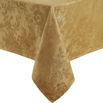 Home Fashions Poinsettia Elegance Jacquard Christmas/Holiday Wrinkle Resistant Dining Tablecloth, 60
