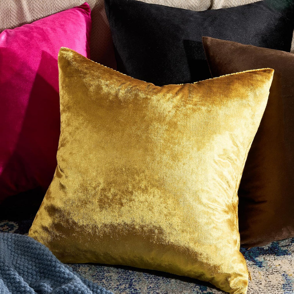 Gold Velvet Decorative Throw Pillow Covers,18x18 Pillow Covers