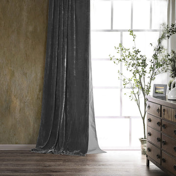 Stella Faux Silk Velvet Slate 48x108 inch Curtain