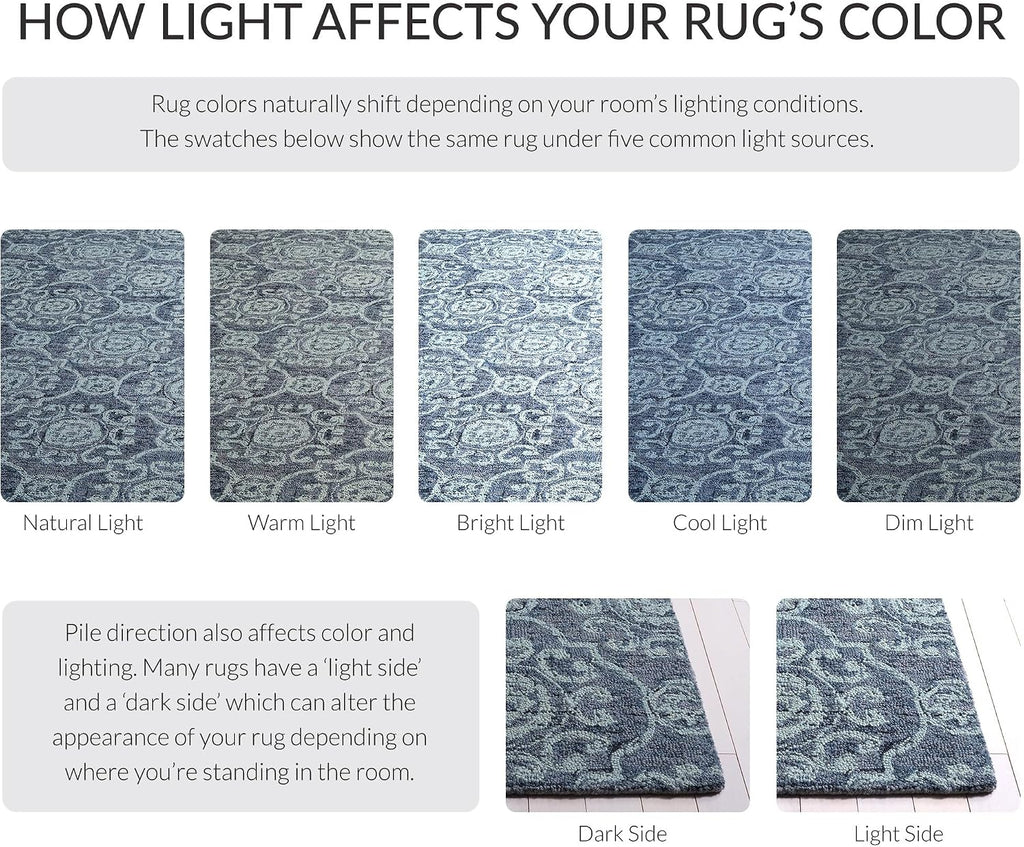 Area Rug 8x10 - Abstract Collection - Large - Blue, Handmade Wool, Ideal, Dining Space (ABT207A)