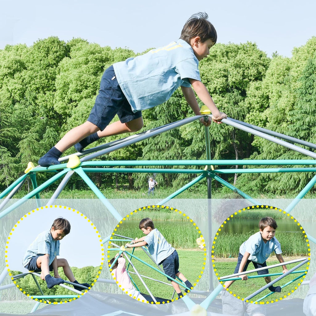Kids Climbing Dome 13ft, Geometric Play Center with Rust & UV Resistant Steel Frame, Supports 1000 Lbs for Outdoor