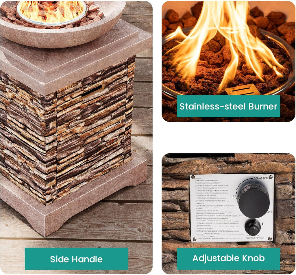 Outdoor Propane Fire Pit, Gas Fire Pit for Outside Patio