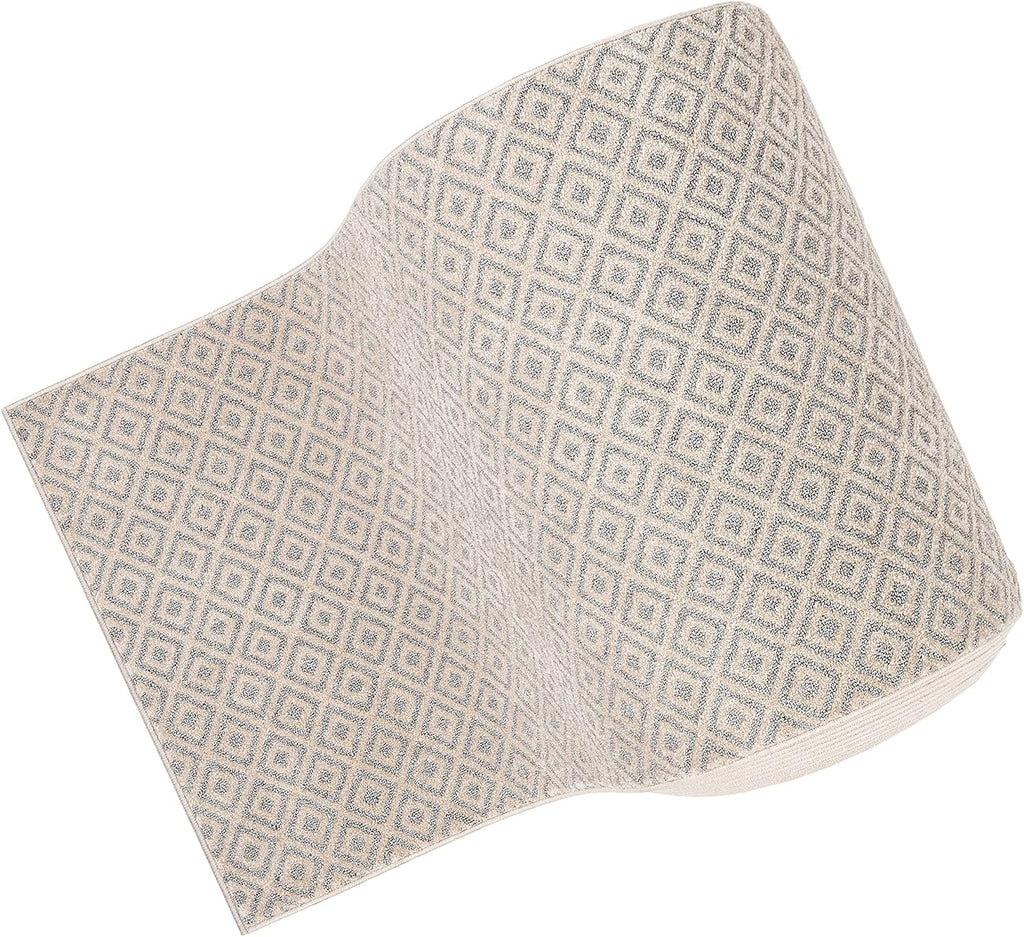 Custom Size Hallway Stair Runner - Choose Your Length - Piano Grey Tribal Diamond Geometric 31 Inches Wide x 13 Feet