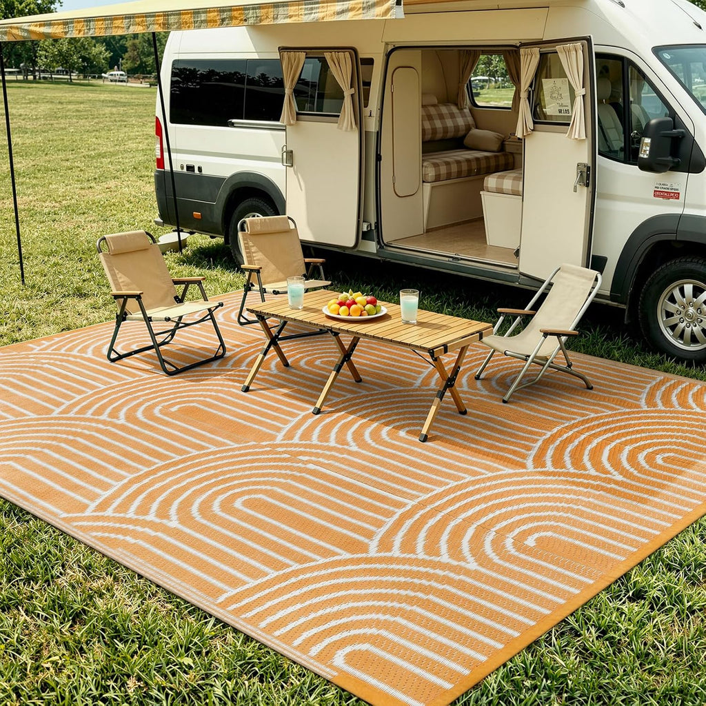Outdoor Area Rugs 8x10 Waterproof, Plastic Reversible Rv Mats for Outside, Portable Lightweight Camp