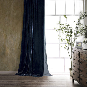 Stella Faux Silk Velvet Midnight Blue 48x108 inch Curtain