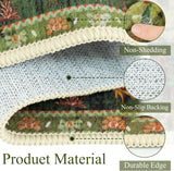 Green Area Rug 3x5 Washable, Non-Slip Small Rug Carpet, Floral Boho Low Pile Soft Throw Rugs for Ent