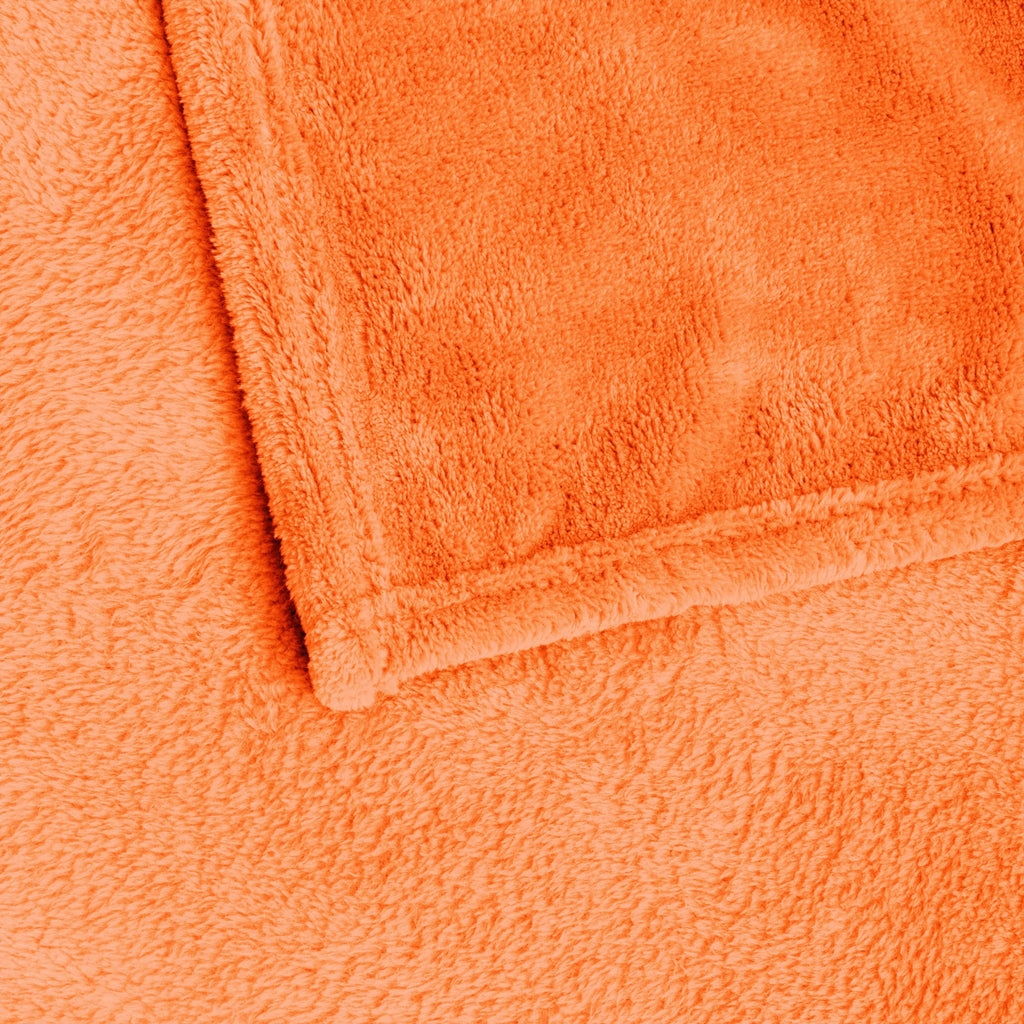 Fleece Blanket Soft Fall Queen Size Bed Blanket Orange 90"x90"