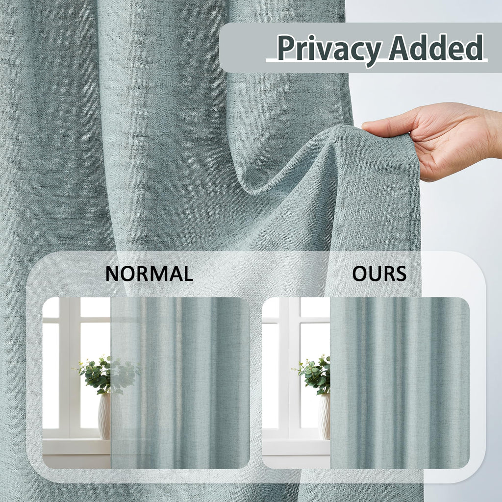 Light Blue Linen Pinch Pleat Curtains 96 Inch Long 42x96 2 Pack