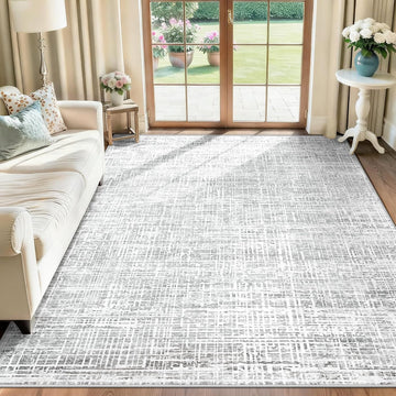 8x10 Area Rugs for Living Room, Washable Large Area Rug Neutral Modern Abstract Bedroom Rug Soft Non Slip Low Pile