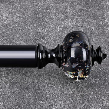 Black Curtain Rod for Windows 28 to 48 Inches, 1'' Heavy Duty Adjustable Modern Drapery Rods with Unique Crystal