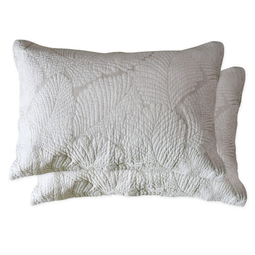 Beige Palm Quilted Pillow Shams Standard Size Luxury Quality Stitching Quilted Pillow Case Set of 2 100% Cotton