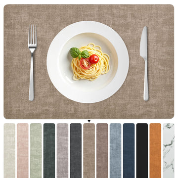 Faux Leather PU Placemats Set of 4 (Light Coffee,11.8" x 17")