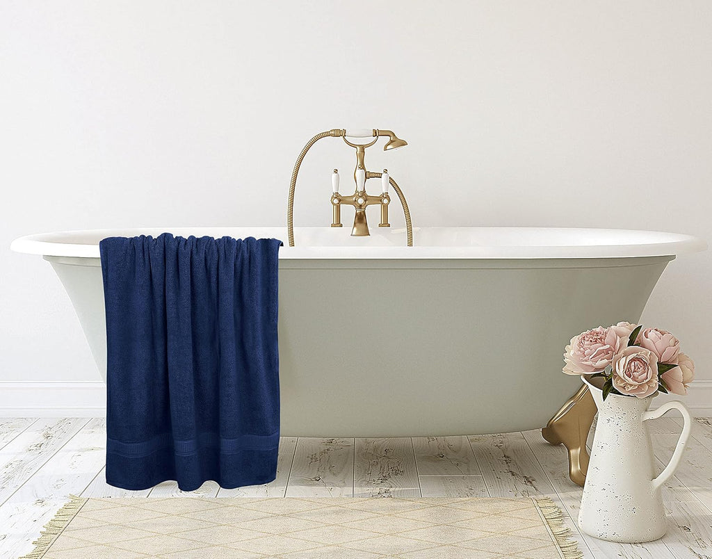 Jumbo Bath Sheets, 2 Pack, 35x70 in, 600 GSM Cotton, Navy | Extra Large Ring Spun Cotton Bath Sheets - Soft, Plush