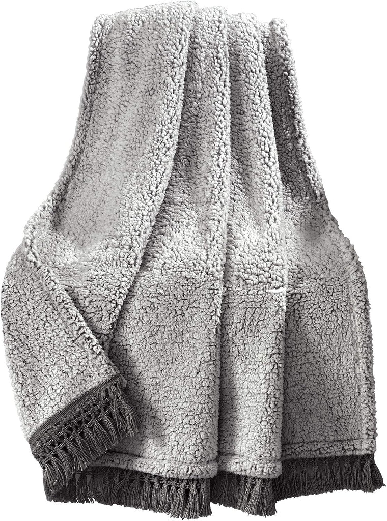Tassel Fringe Throw Blanket, 60" x 50", Gray