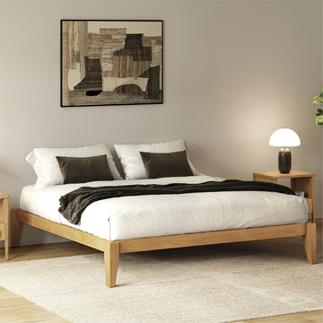 Thor Japanese Joinery Bed Frame Queen, Solid Wood (Light Oak)