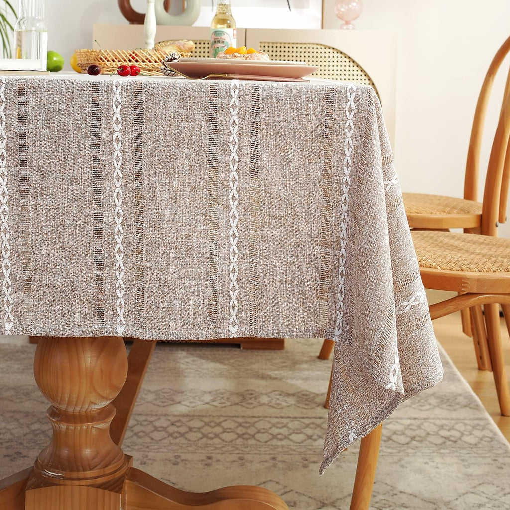60 x 84 inches Farmhouse Style Linen tablecloths, Wrinkle Resistant Washable Dining Room Table Cloth