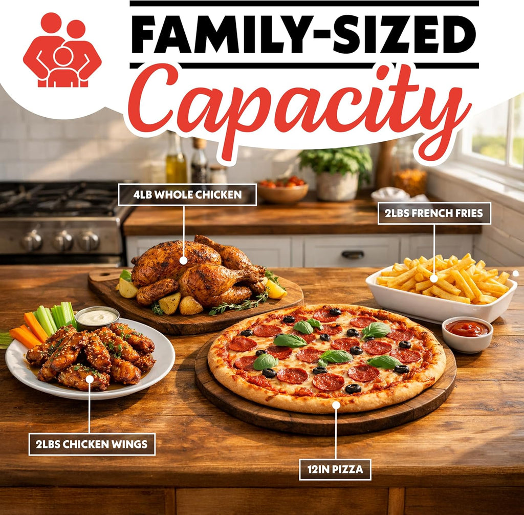 Air Fryer French Door Toaster Oven - 6-Slice Capacity, LED Display with 14 Cooking Presets, Stainless Steel