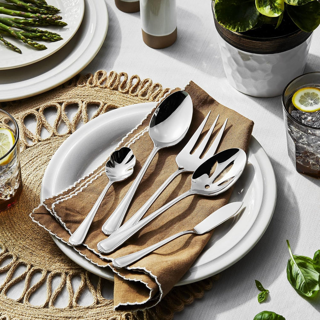 Alcea 65-Piece Flatware Set, Stainless Steel, Silver