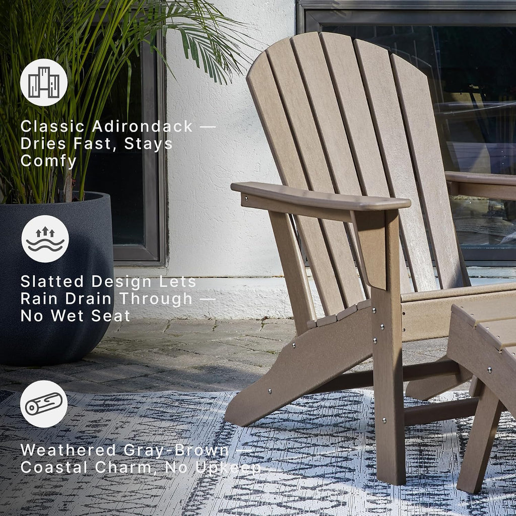 Sundown Treasure Outdoor Patio HDPE Adirondack Chair, Light Brown