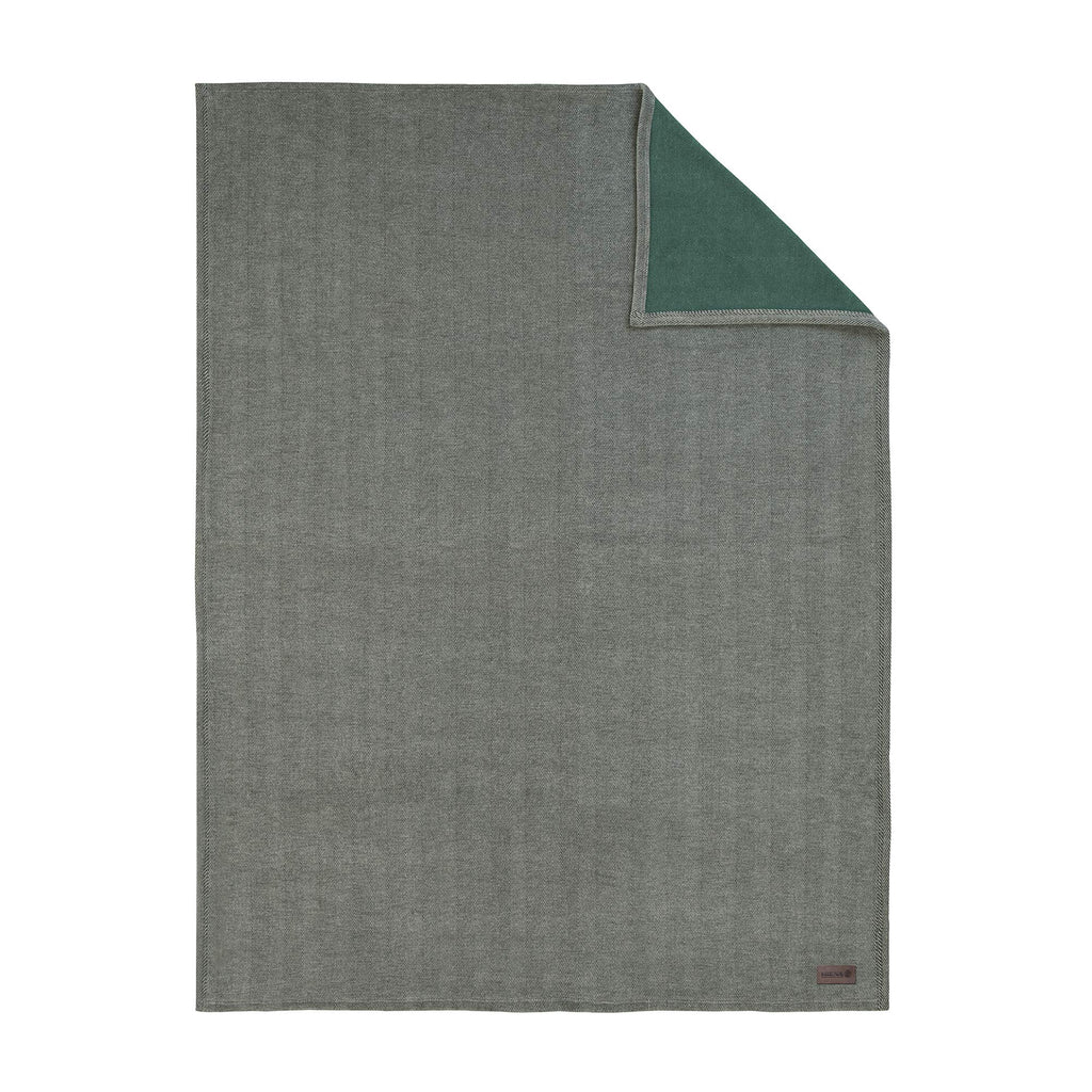 Reversible Classic Herringbone Tight Jacquard Woven Warm Velour Blanket Throw Aberdeen - Forest Green