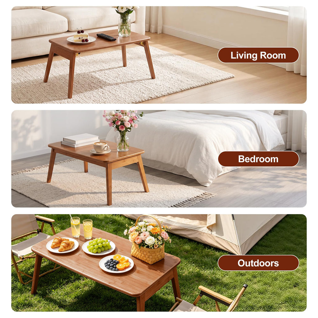 Folding Coffee Table, Japanese Bamboo Low Table