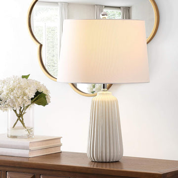 SAFAVIEH Lighting Collection Sawyer Modern Ivory Ceramic 24-inch Bedroom Living Room Home Office Des