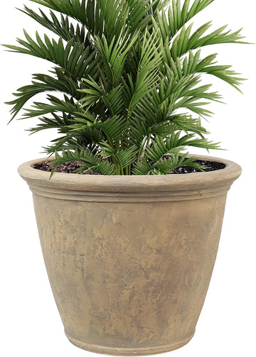 Anjelica 24'' Large Plastic Planter Pot for Plants, Beige | 19-Gallon Capacity, Large Plastic Planter for Outdoors