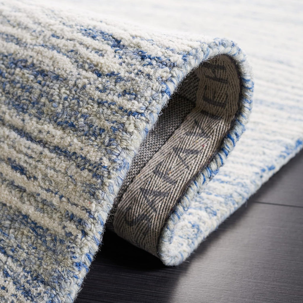 Metro Area Rug - 9' x 12', Blue & Ivory, Handmade Modern Wool