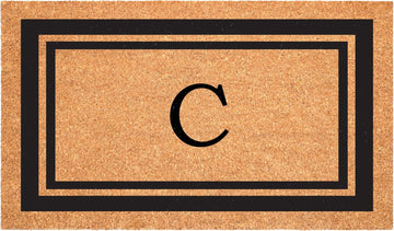 152961830C Black Border 18" x 30" Monogram Doormat, (Letter C)