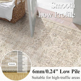 3x5 Beige Area Rug Washable Vintage Neutral Non Slip Distressed Entryway Rugs, Soft Low Pile Retro F