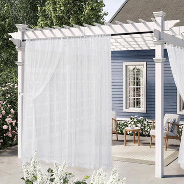 2 Layer Sheer Outdoor Curtains Waterproof Privacy