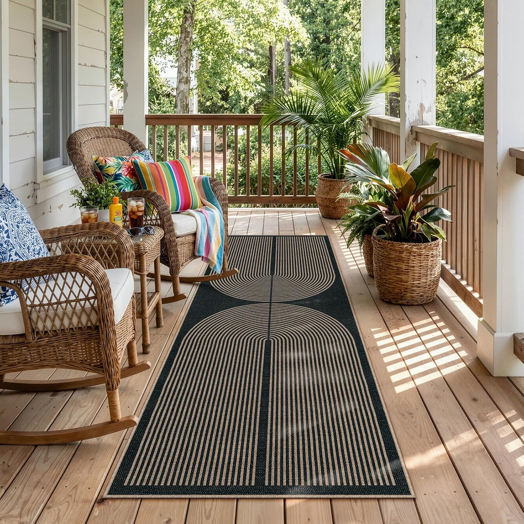 Enfys Modern Rainbow Hallway Runner Rug, 2x6 Washable Easy Jute Rugs for Entryway Kitchen Farmhouse 