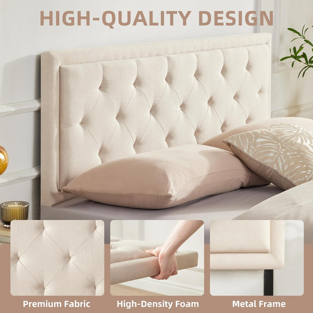 Upholstered Queen Headboard Only, Tufted Headboard Queen, Solid Wood Height Adjustable Modern Head Boards with