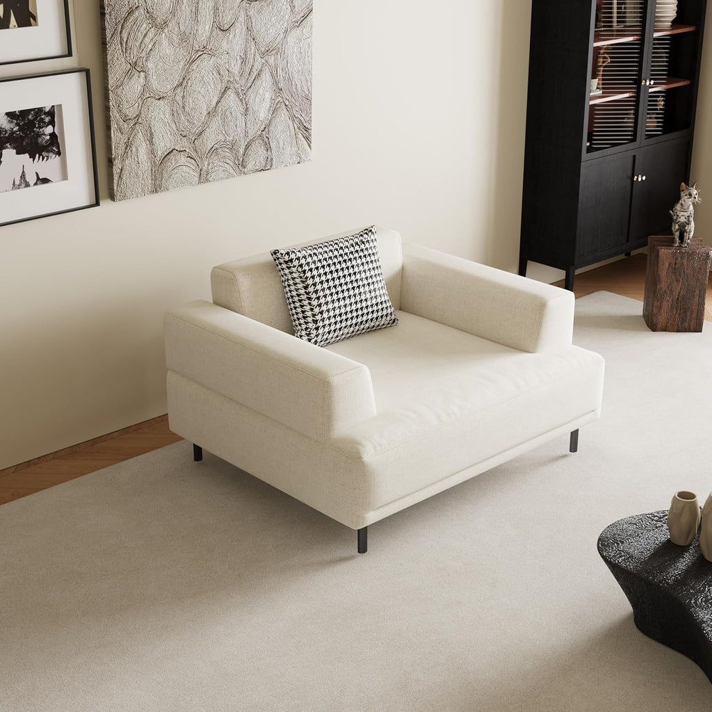 Modern Sofa Set, Linen Blend Fabric, Deep Seat Couch , Mid-Century Modern Style, 1 to 4 Seater Options (Single Sofa)