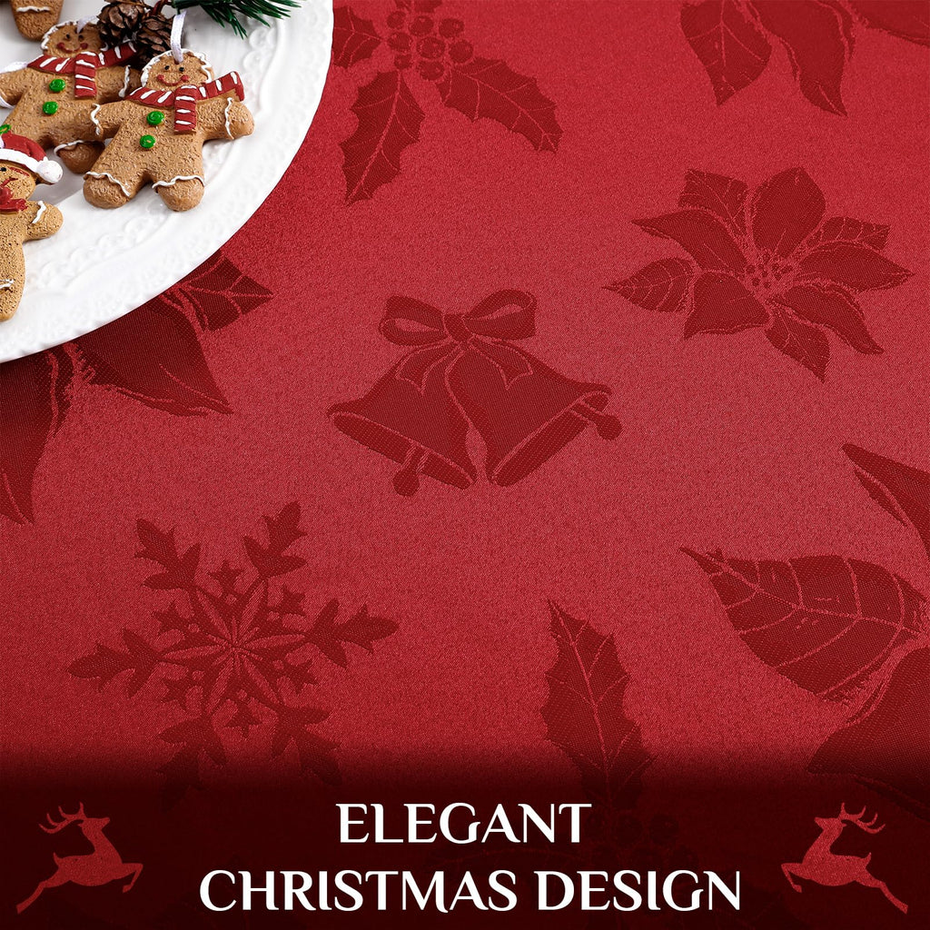 Christmas Jacquard Round Tablecloth, 90 inch, Red