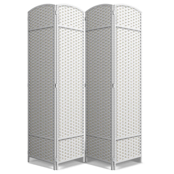 Foldable Room Divider, Mesh Privacy Screen (4 Panel, White)