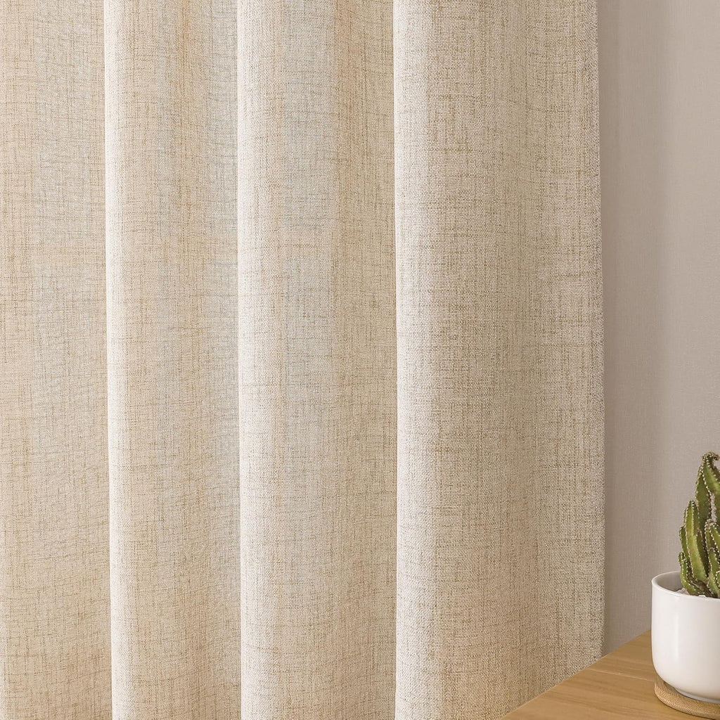 Short Linen Tier Curtains Rod Pocket Semi Sheer Half Kitchen Curtain Burlap Light Filtering Thick Linen Drapes