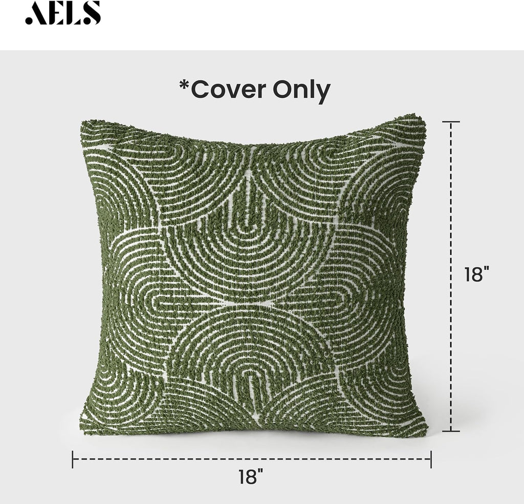Boho Decorative Textured Throw Pillow Covers 18x18, Modern Mid Century Rainbow Tufted Pillow Case, Farmhouse Rustic