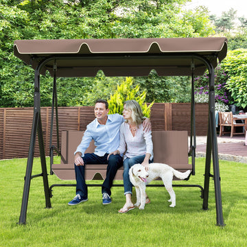 3-Seat Patio Swing Chair, Brown