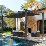 12' X 16' Outdoor Pergola, Aluminum Pergola Patio with Weather-Resistant Canopy for Backyard Deck Garden, Grey