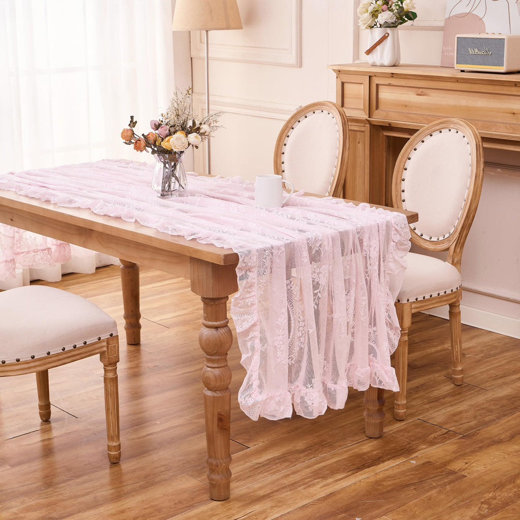 Pink Lace Tablecloth Vintage Table Cloth (Pink, 55"x70", Rectangular)