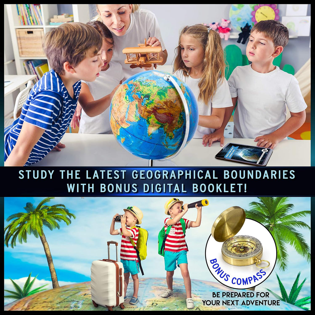 13" Illuminated Constellation World Globe for Kids & Adults
