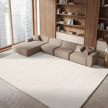 August Shag Collection X-Large Area Rug, Ivory, Solid Design, Non-Shedding & Easy Care, 1.2-inch Thick