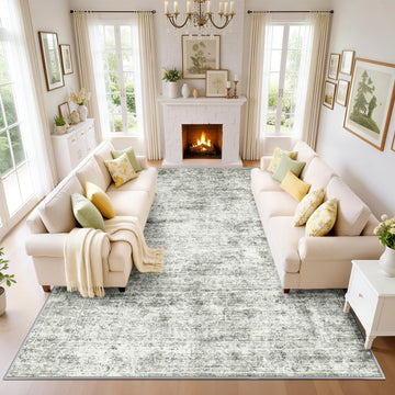 Retro Vintage Area Rug, Non-Slip Carpet, Gray