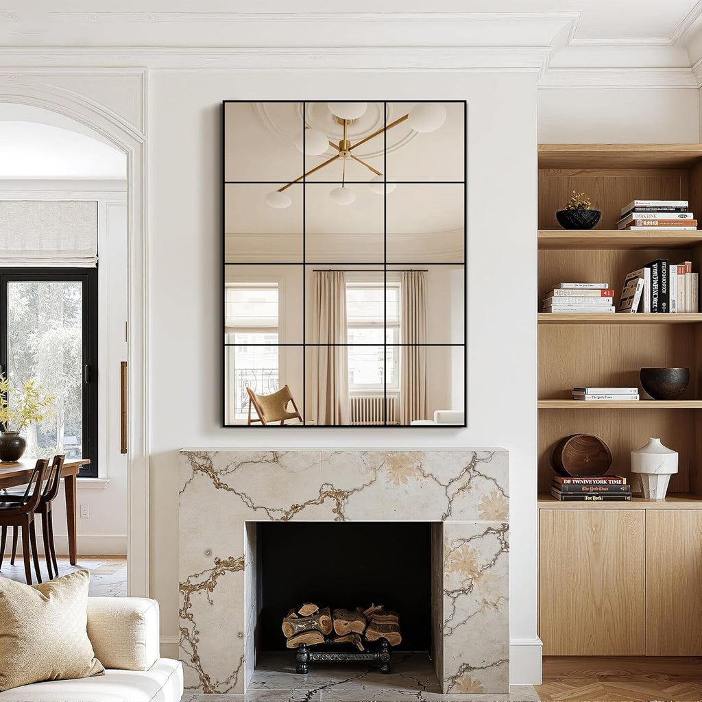 Window Mirrors for Wall Decor, Wall Mirrors Decorative Window Pane 30 x 40, Rectangular Metal Framed Wall Mounted