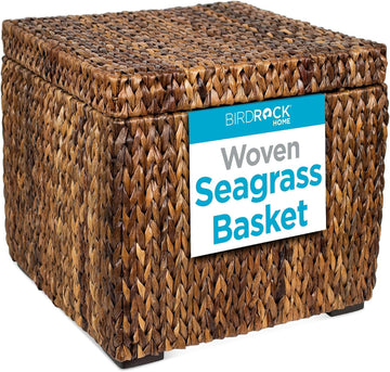 Woven Storage Cube - Abaca Seagrass Decorative Ottoman - Living Room Side Table - Store Blankets Pillows Magazines