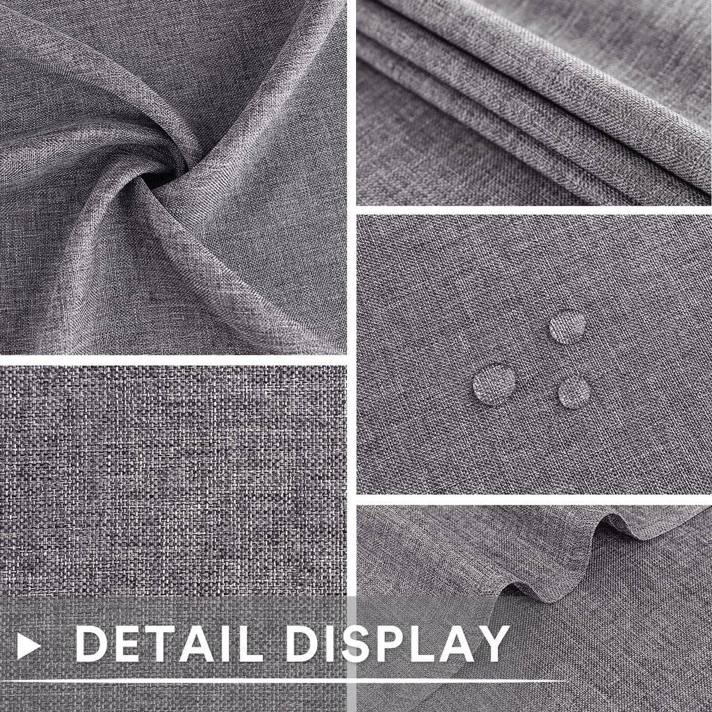 Faux Linen Tablecloth - Slubby Textured Weaves Table Cloth for Rectangle Tables, Wrinkle Free Washable Fabric Table