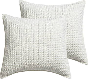 Mills Waffle - Euro Sham (Set of Two) - Cream - Sham Size (26x26in.), No Insert