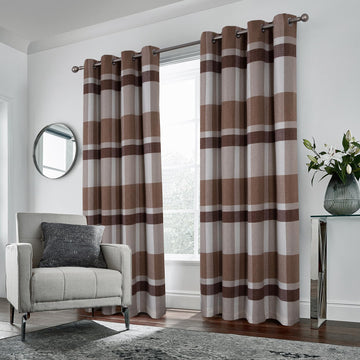 Beige Brown Plaid Curtains Farmhouse Window Curtains Highland Woolen Look Grommet Drapes Bedroom 2 Panels 45 * 95