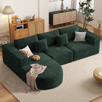Boneless Couches, Cloud Sectional Couch with L-Shape Chaise, Modern Modular Sofa with Deep Seat Upholstered Comfy